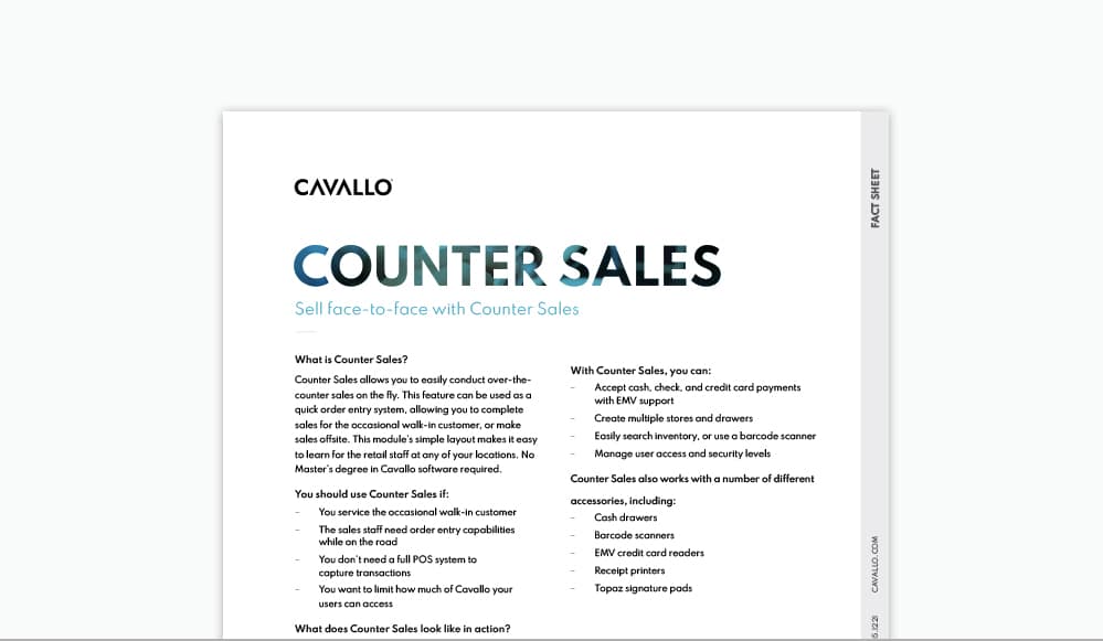 distribution software, counter sales