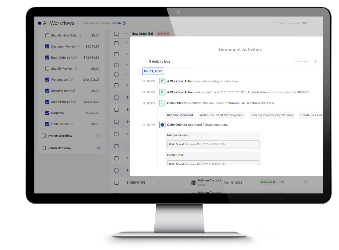 Business_rules_and_logic_mobile Cavallo platform interface integrated with Microsoft Dynamics 365 Business Central