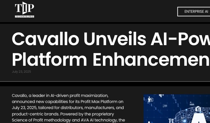 Cavallo Unveils AI-Powered Profit Max Platform Enhancements for Distributors