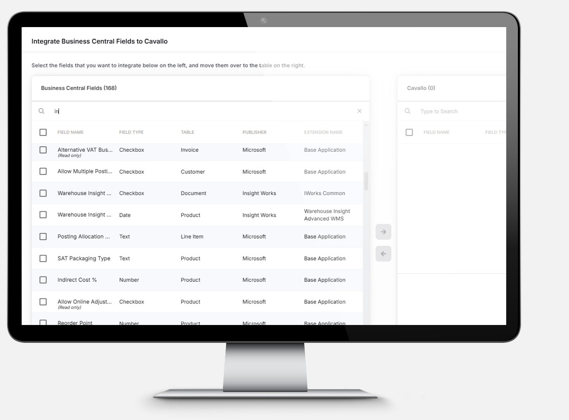 Tech_stack_orchestration_mobile Cavallo platform interface integrated with Microsoft Dynamics 365 Business Central